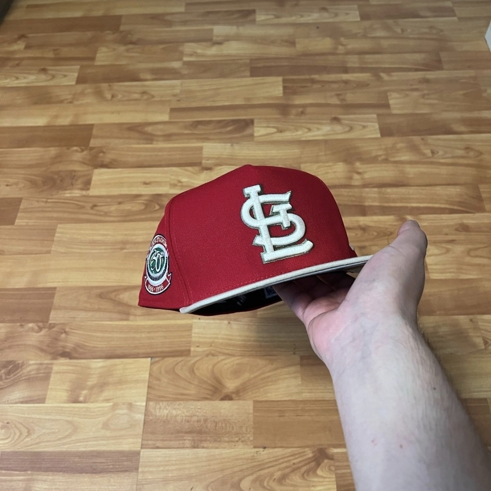 St. Louis Cardinals A-Frame Fitted Hat Size 7 1/2 With Busch Stadium Side Patch